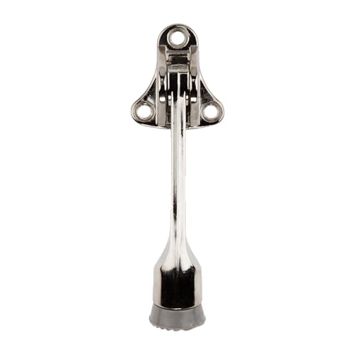 National Hardware Kickdown Door Stop, 4 in, Die Cast Zinc, Chrome - color: Chrome
