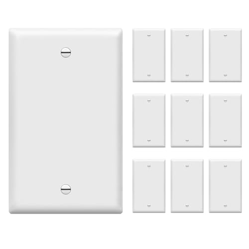 ENERLITES 10 Pack Blank Wall Plate, No Device Outlet Cover, 1-Gang, White - color: White, size: Standard Size