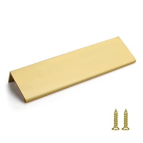 Rergy 10 Pack 5" Cabinet Pulls Brushed Brass Finger Pulls for Cabinets - color: Matte Gold, size: Hole Center: 5in(128mm)