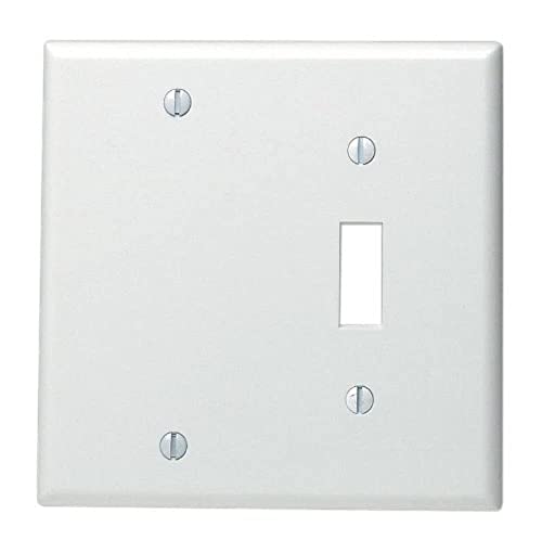 Leviton 2-Gang 1-Toggle 1-Blank Device Combination Wallplate, Standard Size, Thermoset, Box Mount, 88006, White