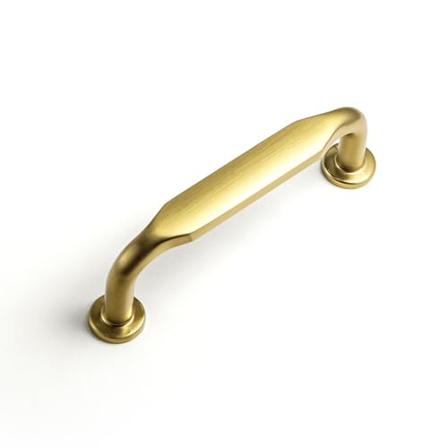 12 Pack Brushed Gold Zinc Alloy Cabinet Handles - 3''(76mm) Hole Center Cabinet Pull Hardware for Bedroom, Kitchen L101 - color: Brushed Gold, size: 3'' Hole Center