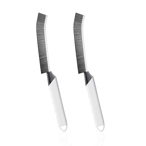 SUOXU Household Thin Cleaning Brushes,2pcs Hard Bristle Grout Scrub Brush Tool for Cleaning Tight Spaces in Home Kitchen Bathroom - color: White+grey×2
