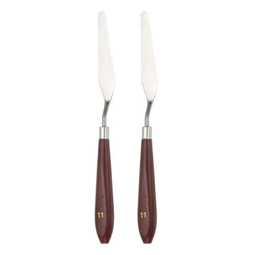 HARFINGTON 2pcs Palette Knife Painting Tool 3.35" x 0.71" Stainless Steel Art Spatula Pallet Knives Scrapers Tools with Plastic Handle for Acrylic Oil Canvas Mixing Spreading, Red/Silver - size: 3.35" x 0.71"
