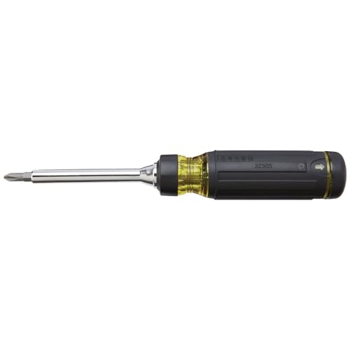 Klein Tools 32305 Multi-bit Ratcheting Screwdriver, 15-in-1 Tool with Phillips, Slotted, Square, Torx and Combo Bits and 1/4-Inch Nut Driver - size: 15-in-1, Standard