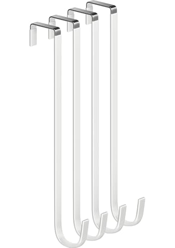 Single Long Over Door Steel Hooks 4 Pack Fit 1-3/8" Door 12" White - size: 12"Length