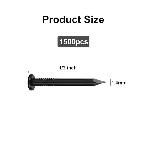 VGBUY 1500PCS Hardware Nails, 5/8 Inches Flat Head Black Nails for Hanging Pictures, Picture Hanging Nails, Small Nails, Wall Nails, Wood Nails, Finishing Nails - color: Black, size: 5/8 in