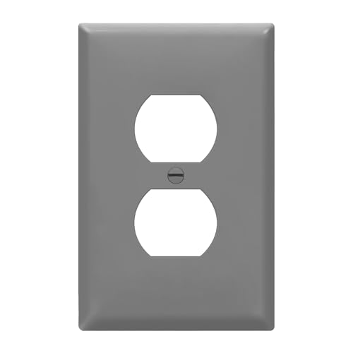 ENERLITES Mid-Size Duplex Outlet Covers Wall Plate, 1 Pack, Gray - color: Gray, size: Mid-Size