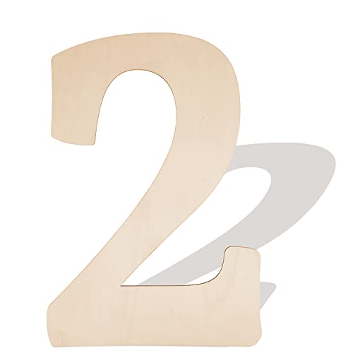 17 Inch Large Wooden Numbers 2, Wood Numbers Cutout for DIY Crafts - color: 2, size: 17 Inch