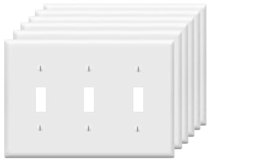 Toggle Light Switch Wall Plates 3-Gang Switch Electrical Cover Plate Unbreakable Thermoplastic Faceplate, White (6 Pack) - color: Tripe Toggle, size: 6 Pack
