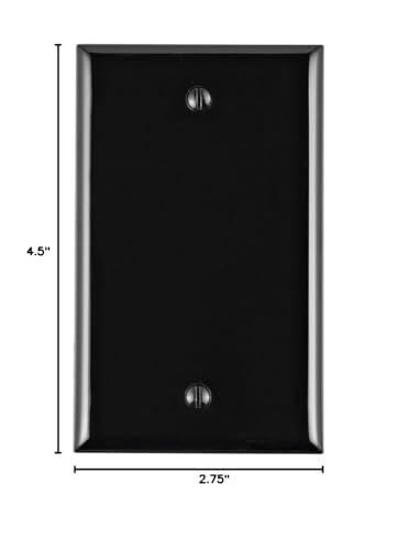 Leviton 1-Gang No Device Blank Wallplate, Standard Size, Thermoplastic Nylon, Box Mount, 80714-E, Black - color: Black, size: 1 Pack