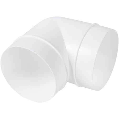 Vent Systems 90 Degree 4" Inch Elbow Duct Pipe Connector - Round Flexible, Rigid PVC Pipe, Tube Ventilation System Adapter - Plastic HVAC Duct Fittings, Dryer Duct Connection, Ducting Joint - size: 4''