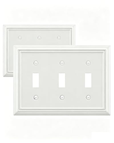 Switch Plates Outlet Covers, 2-Pack Metal Wall Plates, Off White - color: Off White, size: 3 Toggle 2PK