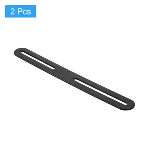 uxcell 2Pcs Adjustable Flat Mending Plate Support with Slot, 8.46 x 0.94 Inch Stainless Steel Slotted Straight Brace Brackets for Wooden Furniture, Black - size: 8.46 x 0.94 Inch