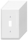 Toggle Light Switch Wall Plates 1-Gang Switch Electrical Cover Plate Unbreakable Thermoplastic Faceplate, White (10 Pack) - color: Single Toggle, size: 10 Pack