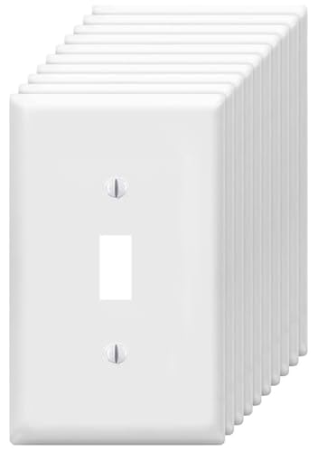 Toggle Light Switch Wall Plates 1-Gang Switch Electrical Cover Plate Unbreakable Thermoplastic Faceplate, White (10 Pack) - color: Single Toggle, size: 10 Pack