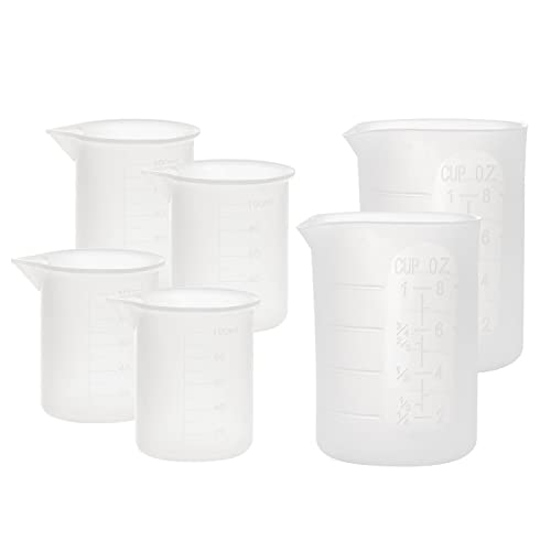 Gartful 250ml & 100ml Silicone Measuring Cups, Silicone Mixing Cups for Epoxy, Resin Arts, Glue, Jewelry Casting Molds, Acrylic Paint Pouring, Cup Making, Waxing, Crafts, Nonstick Reusable, Set of 6 - size: Large-250ml*2+100ml*4
