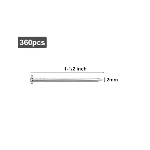 VGBUY 360PCS Stainless Steel Hardware Nails, 1-1/2 Inch Flat Head Nails for Hanging Pictures, Picture Hanging Nails, Small Nails, Wall Nails, Wood Nails, Finishing Nail - color: Silver, size: 1-1/2 in