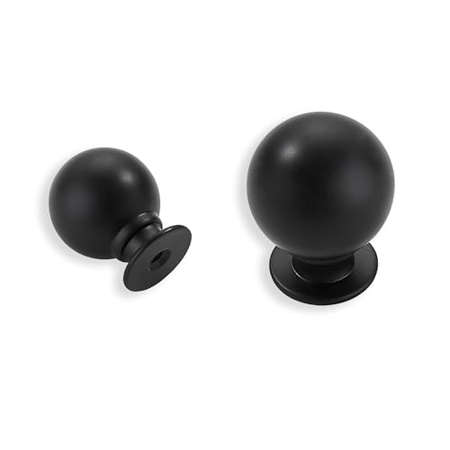 10 Pack 100% Solid 1 inch(25mm) Black Cabinet Knobs Decorative Bi-Fold Door Knob Outside Diameter Diecast Bathroom Cabinet knobs - color: Black, size: 1 inch(25mm)Diameter