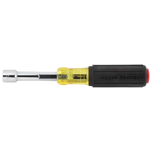 Klein Tools 65412 Heavy Duty Hollow Shaft Nut Driver, Color-Coded 1/2-Inch Hex, Pass Through Design, 6-Point, Cushion-Grip Handle - size: 1/2-Inch