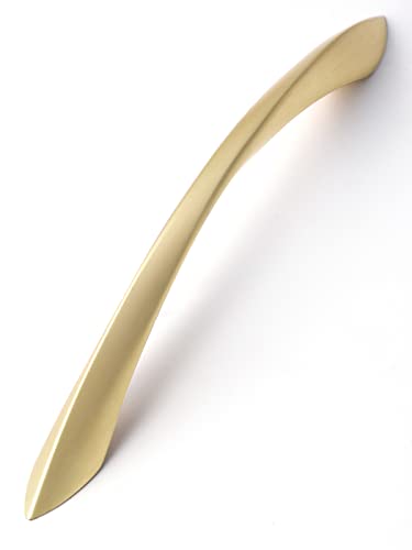 Brushed Gold Cabinet Pulls 6.3 Inch Arch Twisted Brass Handles Drawer Kitchen Cupboard Bathroom Dresser Cabinet Hardware Zinc Alloy 10 Pack - color: Brushed Gold, size: 6.3 inch Hole Centers