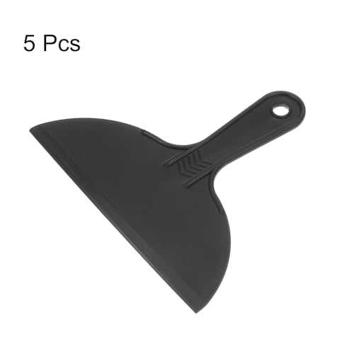 HARFINGTON 5pcs Putty Scraper 8" Width 6mm Thin Flexible Plastic Putty Knives for Taping Drywall Spreading Painting Wall Scratching - color: Black, size: 8"