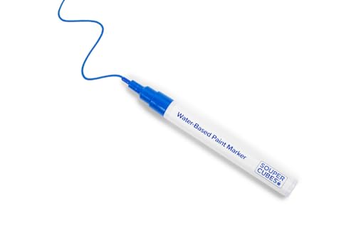 Souper Cubes 3mm Tip Size Water Based Paint Markers, Pack of 3 Blue Washable Markers, Non-Toxic Acid-Free Ink, Ideal for Labeling Freezer Trays, Kitchen Containers and More