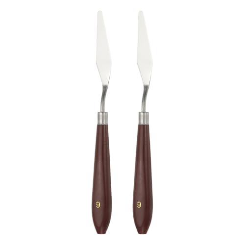 HARFINGTON 2pcs Palette Knife Painting Tool 2.56" x 0.63" Stainless Steel Art Spatula Pallet Knives Scrapers Tools with Plastic Handle for Acrylic Oil Canvas Mixing Spreading, Red/Silver - size: 2.56" x 0.63"