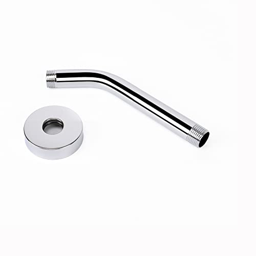 Shower Arm with Flange and Teflon Tape, Wall Mounted Shower Pipe 304 Stainless Steel Extension Arm for Fixed Shower Head & Handheld (6 Inch, Chrome) - color: Chrome, style: 6 Inch