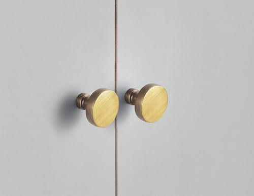 Goo-Ki Brushed Bronze Cabinet Knobs Zinc Alloy Kitchen Cabinet Hardware - 6 Pack Brass Bronze Single Hole/Screw Drawer Pulls Solid Cabinet Handles - color: Brushed Bronze, size: 1.2 Inches