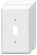 ZEFTV Toggle Light Switch Wall Plates 1-Gang Switch Electrical Cover Plate Unbreakable Thermoplastic Faceplate, White (6 Pack) - color: Single Toggle, size: 6 Pack