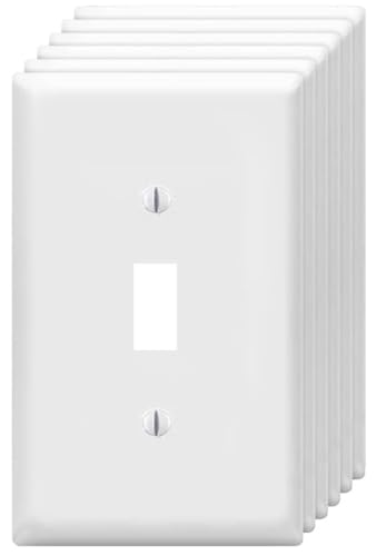 ZEFTV Toggle Light Switch Wall Plates 1-Gang Switch Electrical Cover Plate Unbreakable Thermoplastic Faceplate, White (6 Pack) - color: Single Toggle, size: 6 Pack