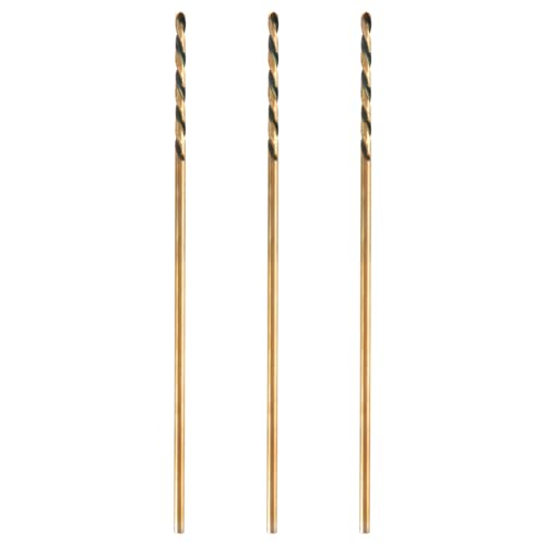 9/64 x 8 Inch Extra Long Drill Bits (3 Pack), Aircraft Drill Bit Black and Gold M2 HSS for Wood, Plastic, Thin Metal Sheet - size: 9/64 in