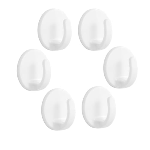 lightstar 6 Pcs Adhesive Plastic Hooks - Small Wall Hooks for Hanging, Drill-Free, Seamless - Kitchen Bathroom - 44 * 44 * 25 mm, White (for 2.5 LB) - color: For 2.5 LB
