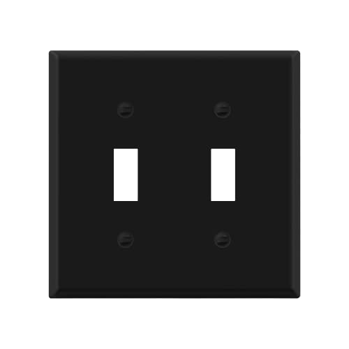 ENERLITES Double Toggle Light Switch Metal Cover Plate, 2-Gang Black Matte - color: Black Matte, size: Standard Size