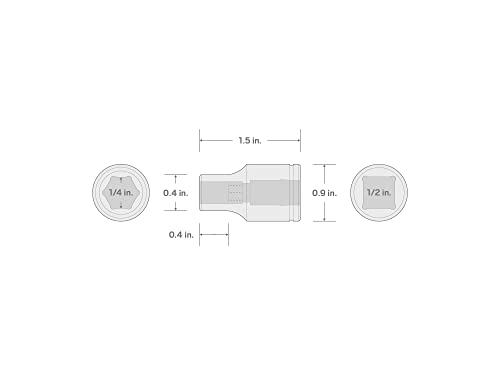 TEKTON 1/2 Inch Drive x 1/4 Inch Magnetic Hex Bit Holder Socket | SHA25402 - size: 1/2 Inch