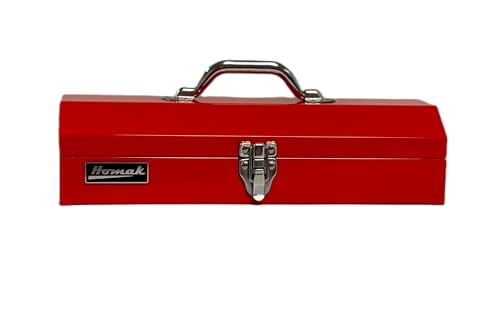 Homak Tool Box, 16" Portable Steel Small Tool Box with Metal Latch Closure & Plastic Handle, Multi-Purpose Heavy Duty Toolbox, Red - size: 16-Inch x 6-Inch x 4-Inch - Small
