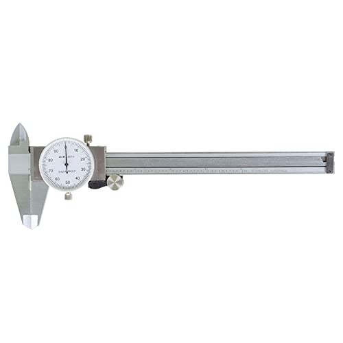 Stainless Steel 6-Inch Dial Caliper - Measuring Range 0-6 Inch for Internal and External Dimensions and Depth - Easy to Use Tool With Suitcase