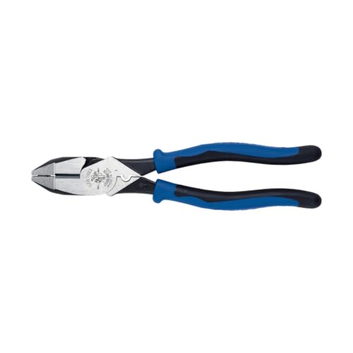 Klein Tools J2000-9NECR Lineman's Pliers, Crimping, 9-Inch, Made in USA, For Non-Insulated Connectors-Lugs-Terminals, Cuts ACSR, Screws and Nails, High-Leverage, Induction Hardened Knives, Heavy Duty - style: Cuts / Crimps