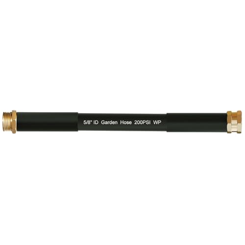 Beitopamz Short Garden Hose 1 ft x 5/8 in Male to Female Heavy Duty Small Water Hose Extender Connector, Lightweight Rubber Hybrid Leader Hose, Leak-Free Connections, 3/4'' Brass Fittings, Black - size: 1ft Male to Female