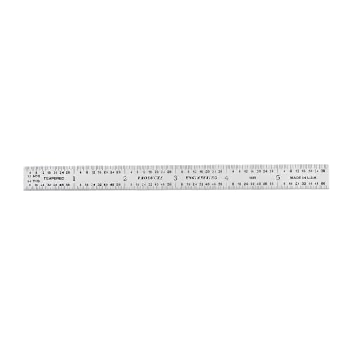 PEC Tools 6" Flexible Metal Ruler, Made from High-Quality Carbon Steel with Satin Chrome Finish, 16R Graduation (1/32", 1/64", 1/50", 1/100"), Trusted by Professionals, Made in USA - color: Carbon Steel-Flexible, size: 6"
