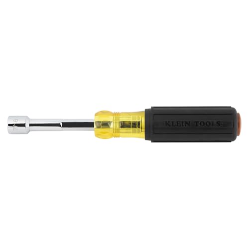 Klein Tools 654716 Heavy-Duty Hollow Shaft Nut Driver, Color-Coded 7/16-Inch Hex, Pass Through Design, 6-Point Socket, and Cushion-Grip Handle - size: 7/16-Inch