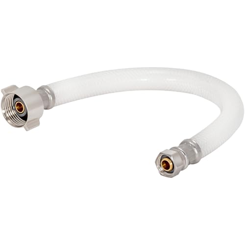 Eastman 16 Inch Flexible Toilet Connector, PVC Braided Hose with 7/8 Inch Ballcock Nuts, 3/8 Inch Compression Inlet Connection, 48170 - size: 16 in.
