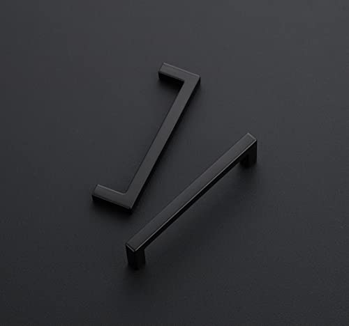 Ravinte Matte Black Cabinet Handles Solid Cabinet Pulls, 4 Inch CC, 5 Pack | Zinc Alloy, Slim Square Bar Grip, Smooth Drawer Pull Feel, Kitchen Cabinet Update, For Cupboards, Dressers, Drawers, Hardware - color: Black, size: Flat Black 4" Hole Center