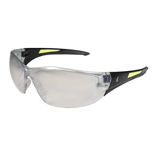 Edge SD111AR-G2 Delano G2 Wrap-Around Safety Glasses, Anti-Scratch, Non-Slip, UV 400, Military Grade, ANSI/ISEA & MCEPS Compliant, 5.04" Wide, Black Frame / Anti-Reflective Clear Lens - color: Anti-reflective Clear