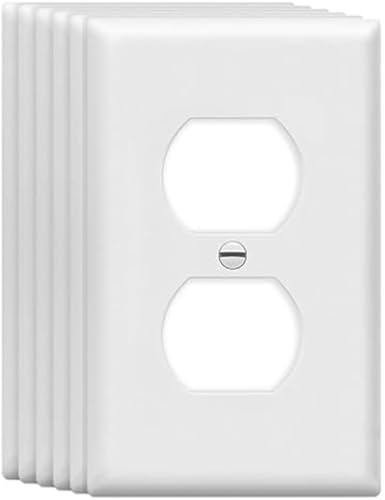 Mid-Size Duplex Outlet Cover Wall Plates 1-Gang 4.89" x 3.12" Switch Outlet Electrical Cover Plate Unbreakable Thermoplastic Faceplate for Light Receptacle Outlet Switch, White (6 Pack) - color: Mid-Size,Single Duplex, size: 6 Pack