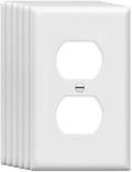 Mid-Size Duplex Outlet Cover Wall Plates 1-Gang 4.89" x 3.12" Switch Outlet Electrical Cover Plate Unbreakable Thermoplastic Faceplate for Light Receptacle Outlet Switch, White (6 Pack) - color: Mid-Size,Single Duplex, size: 6 Pack