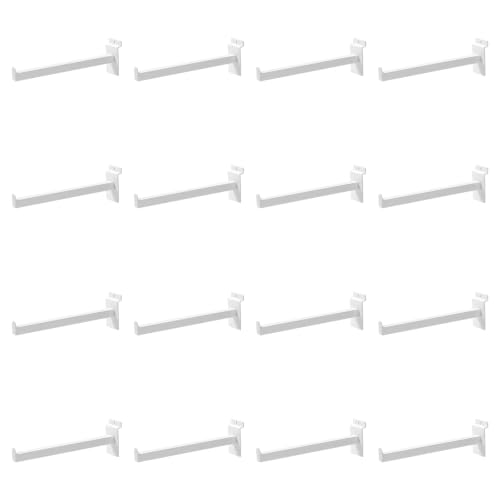 16 Pack Heavy Duty Tube Slatwall Shelf Brackets, Metal Tubular Slat Wall Brackets with Lip, Slatwall Accessories for Garage, Retail, and Home Storage - size: 10 Inch, style: White