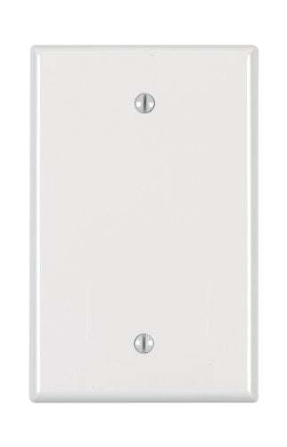 Leviton 1-Gang Blank Wallplate, Midway Size, PJ13-W, White - color: White