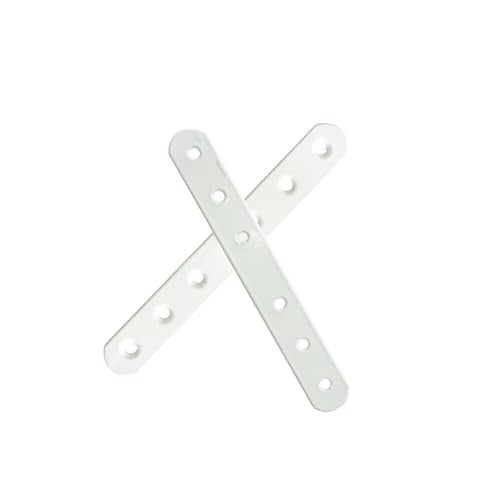8PCS 5.3 Inch White Flat Straight Brackets Corner Fixing Joining Plate, Iron Mending Plates Repair Brace Connector for Wood Furniture Joining with Screws - size: 5.3 Inch