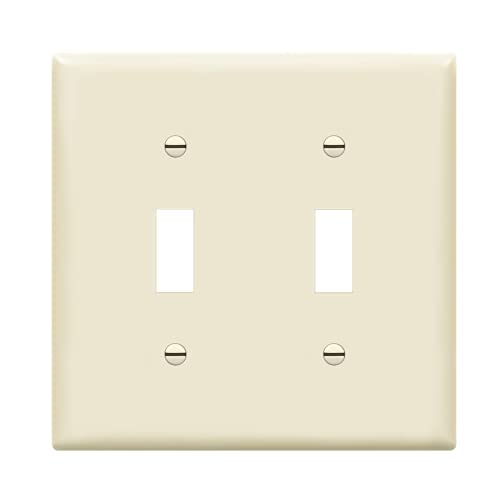 ENERLITES Toggle Light Switch Wall Plate, Gloss Finish, Size 2-Gang 4.50" x 4.57", Unbreakable Polycarbonate Thermoplastic, 8812-LA, Light Almond - color: Light Almond, size: Screw